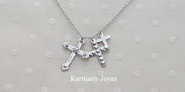 Gargantilla plata tres cruces karmany